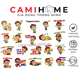 Sticker Mascot Tupperware dán bình không thấm nước