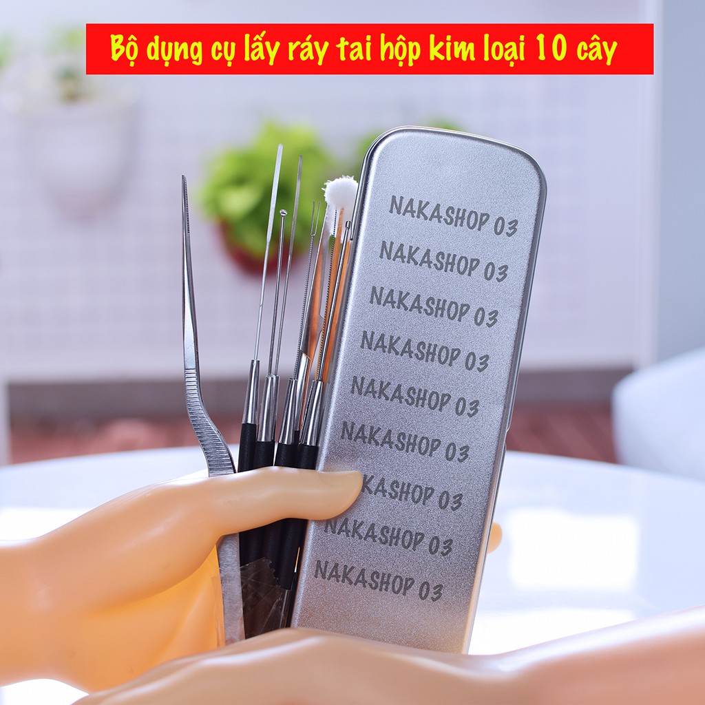 𝐌𝐮𝐚 𝟏 𝐓𝐚̣̆𝐧𝐠 𝟏 Bộ lấy ráy tai chuyên nghiệp 10 món cao cấp hộp kim loại
