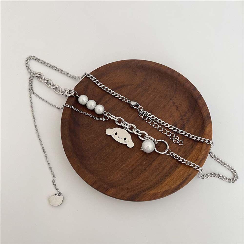 FORBETTER Vòng Cổ Choker Phối Tua Rua Họa Tiết Hoạt Hình My Melody Pudding Dog Thời Trang Cho Nữ