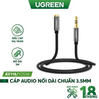 Dây audio av nối dài 3.5mm đầu mạ vàng dài từ 1m-5m ugreen av118 - hàng chính hãng