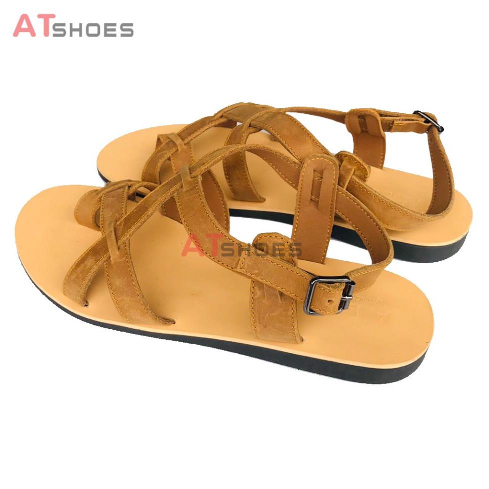 Dép Sandal Unisex Cao Cấp Da Bò Thật Sandal Xỏ Ngón Nam Nữ Trẻ Trung Đế Caosu Chống Nước Atshoes XDSGNAU22 XI()&