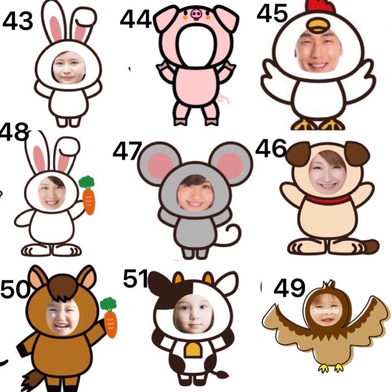 Sticker ghép mặt chibi in theo yêu cầu size 6-10cm / hình dán cute in theo yêu cầu