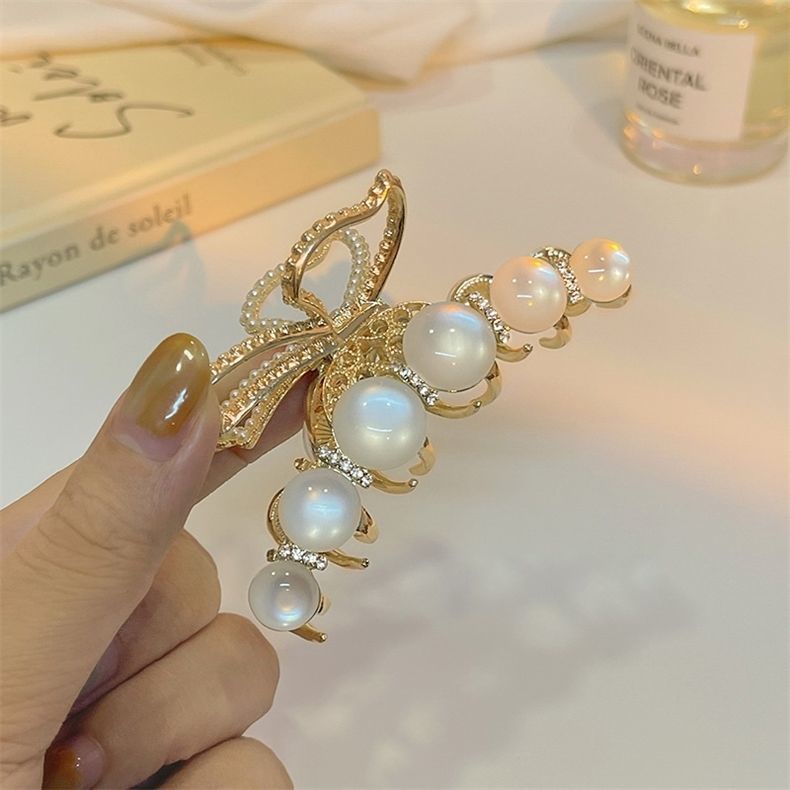 Kẹp Tóc Càng Cua Lưng Vừa Đính Đá Opal Đơn Giản Dành Cho Nữ