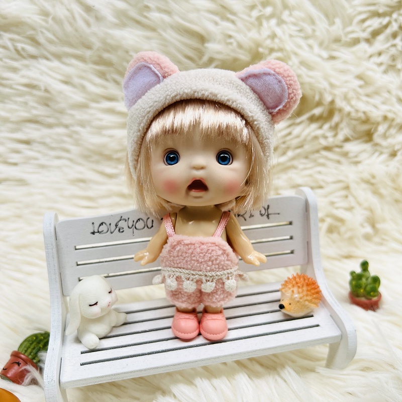 Búp Bê Đồ Chơi Mini 1 / 12 10CM Mắt Xanh Lam Trang Trí Dễ Thương