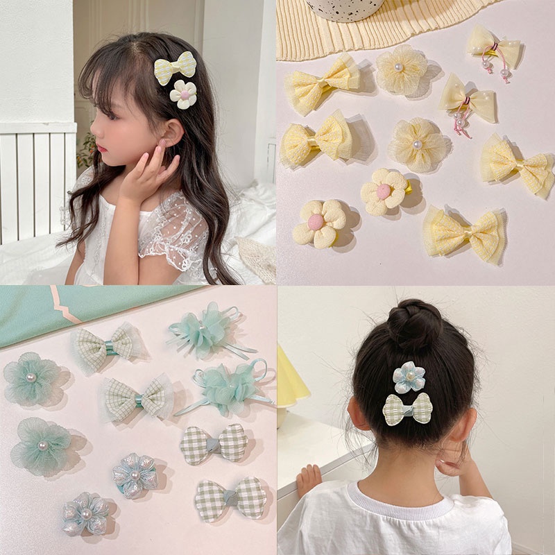 Bộ 10 Dây Cột Tóc Thời Trang Hàn Quốc Xinh Xắn Cho Bé Gái