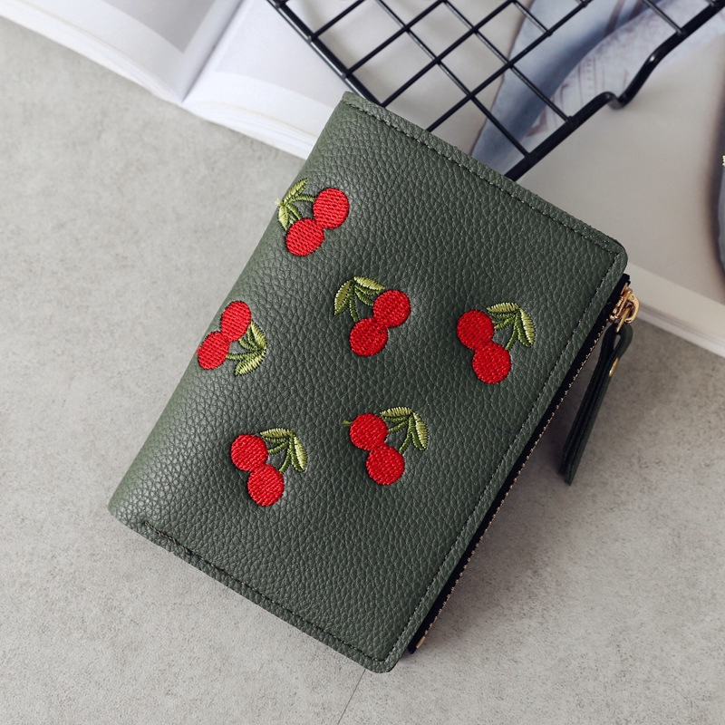 IELGY Ví nữ thêu hình quả cherry