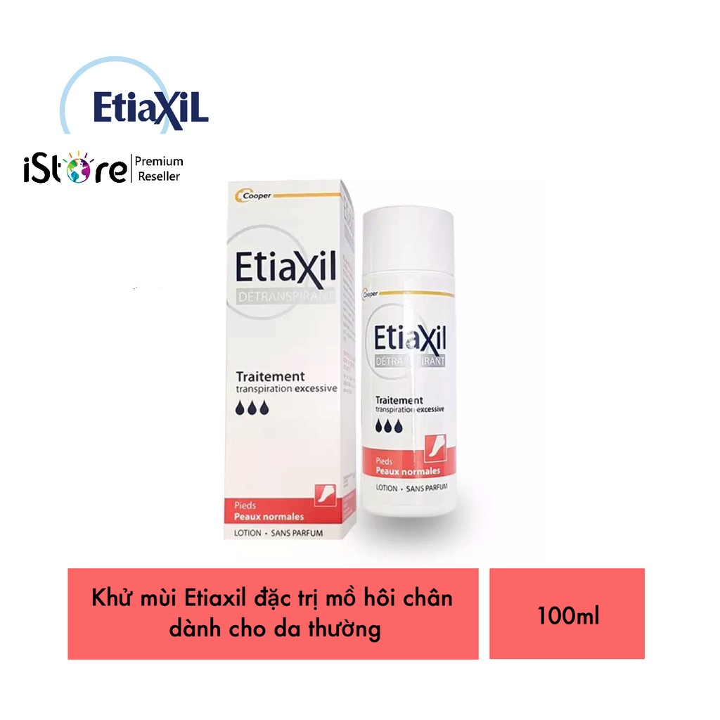 Lăn khử mùi Etiaxil giảm mồ hôi chân tay - Etiaxil Détranspirant Traitement Pieds Peaux Sensibles 100ml - Da thường