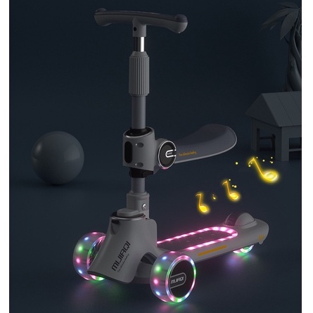 Xe  trượt scooter   MIJAQI 2 in 1 ,xe chòi chân cho bé có đèn phát sáng có nhạc kết nối Bluetooth tải trọng 100kg.