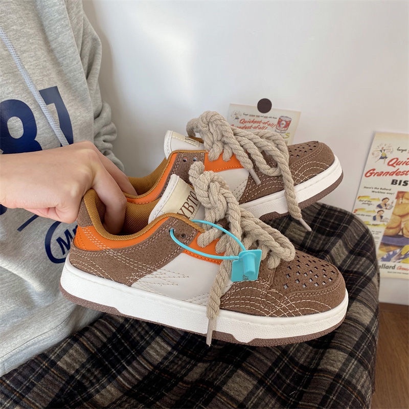 Giày Thể Thao Cổ Thấp Phối Dây Thừng Thời Trang Nam Nữ