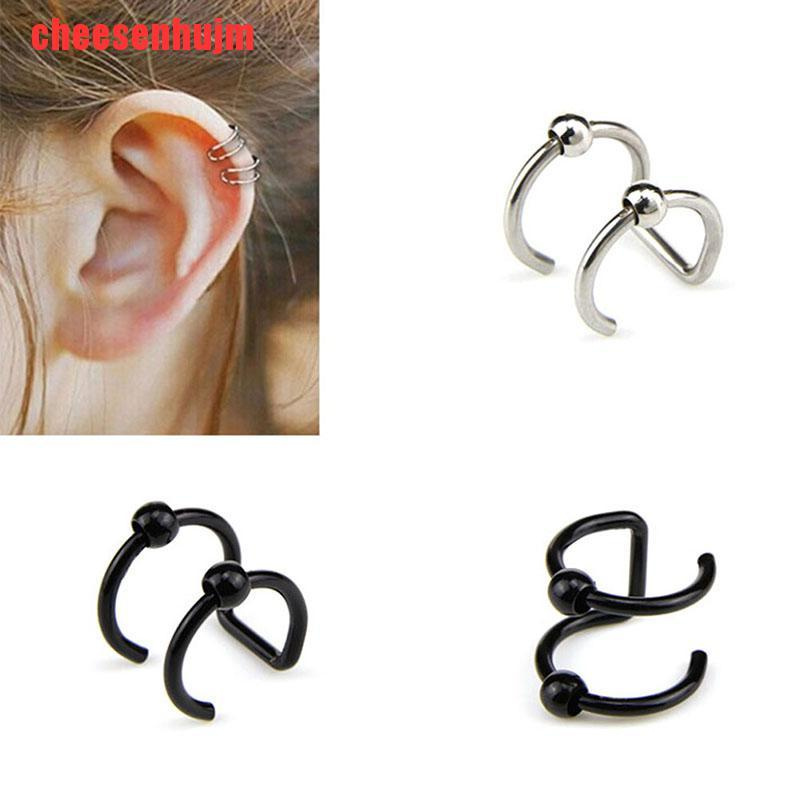 [cheesenhujm]Crystal Non-Piercing Clip On Ear Stud Cuff Wrap Hoop Earrings Cartilage Gift