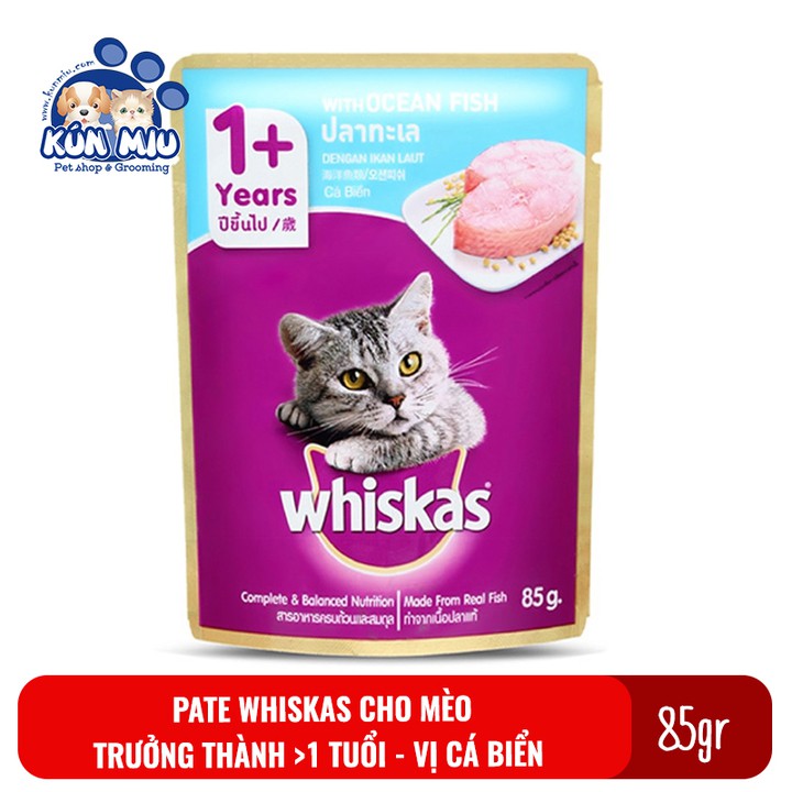 Thức ăn cho mèo Pate Whiskas gói 80gr