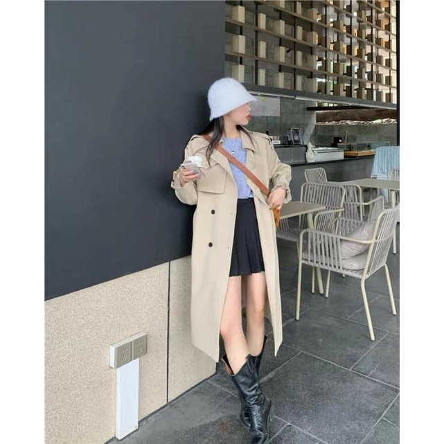 Áo khoác mangto dáng dài có dây buộc 📷