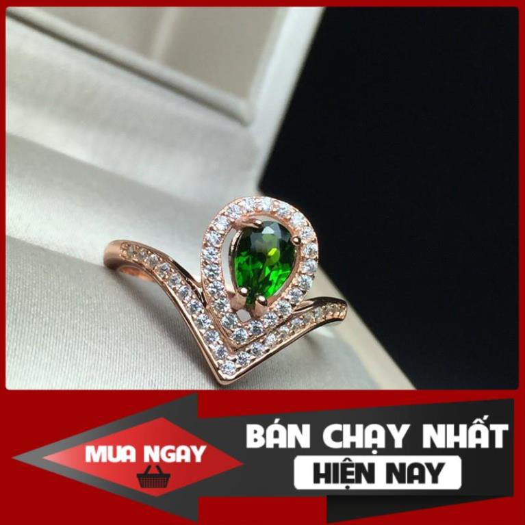 [ Giá Sỉ ] - Nhẫn Bạc 925 Đính Diopsize Xi Vàng Hồng 3 Lớp Cao Cấp Freesize - Phong Thủy Cầu Tài Lộc, May Mắn, Sức Khỏe