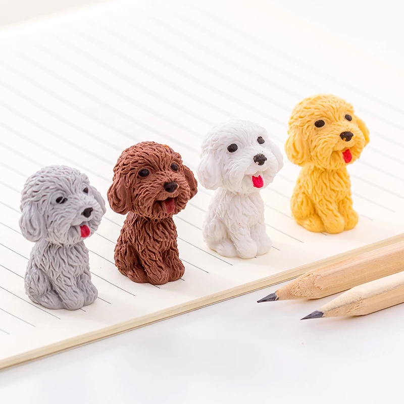 Bộ 1/2 Cục Tẩy Bút Chì Hình Chú Chó Teddy Hoạt Hình 3.5*2.5CM/ Mini