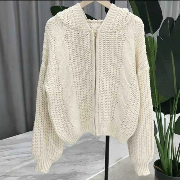 Áo cardigan len khóa mũ siêu đẹp