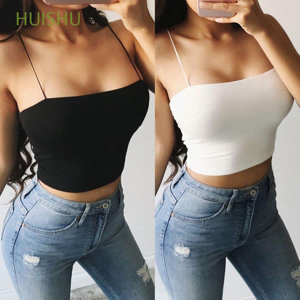 Áo sát nách dây mảnh thiết kế ôm dáng màu trơn quyến rũ cho nữ