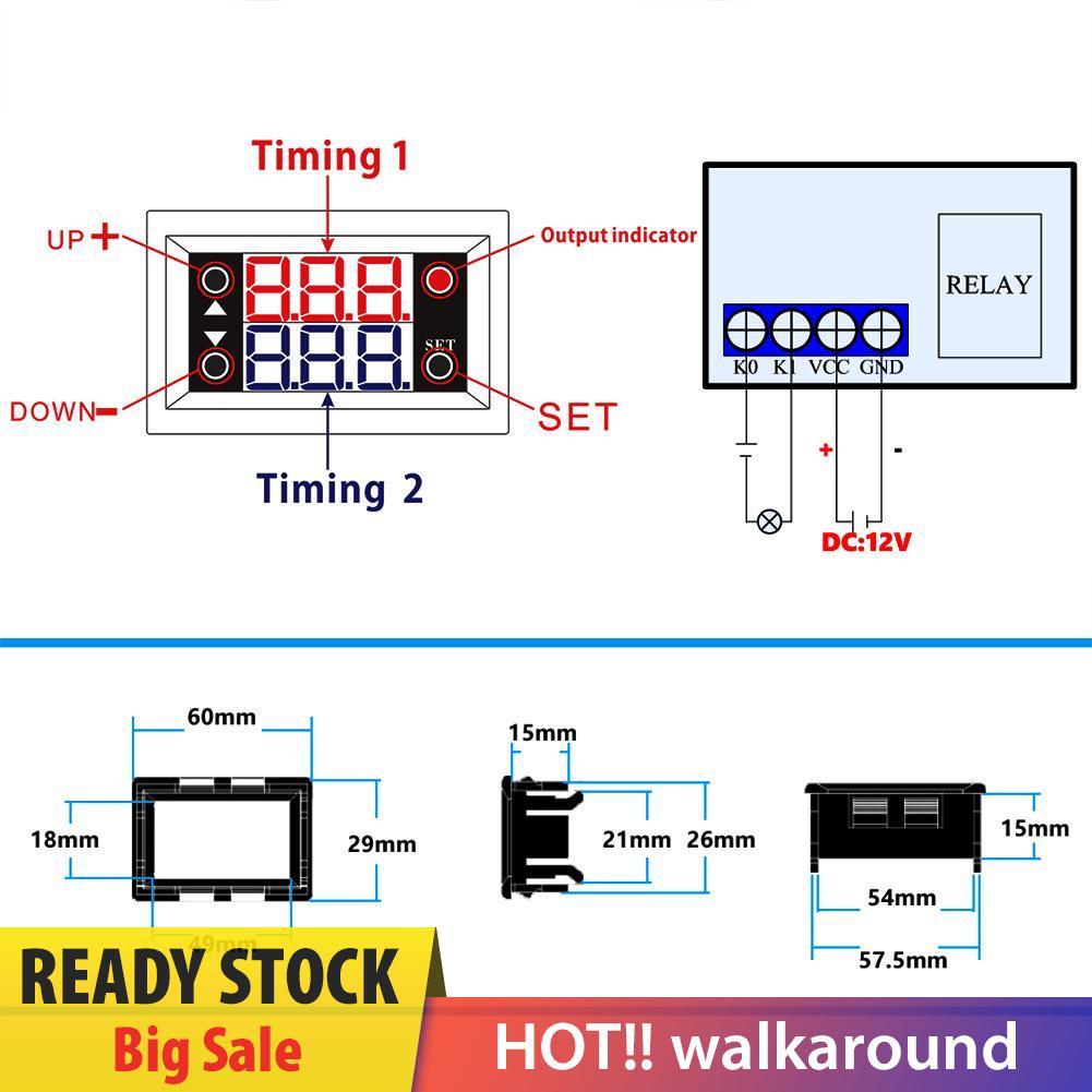 Mô Đun Rơ Le Hẹn Giờ Hiển Thị Đèn Led Kỹ Thuật Số 12v T2302