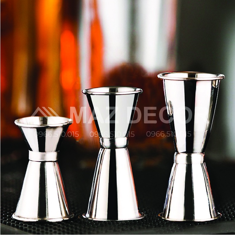 Sỉ giá tại xưởng Jigger ly inox đong rượu 2 đầu uốn 3 cỡ 15/30 - 20/40 - 25/50 100% inox