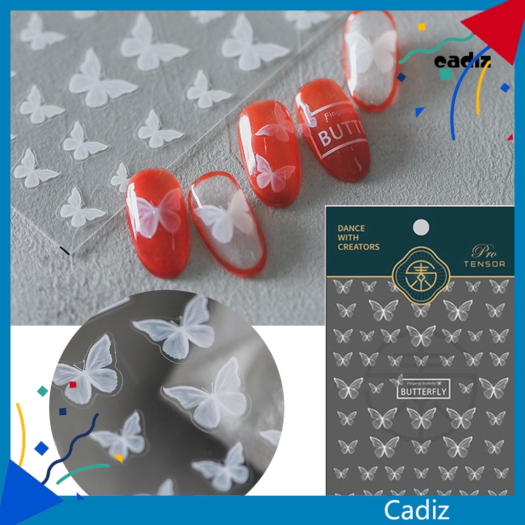 Miếng Dán Trang Trí Móng Tay Hình Bướm Trắng Dễ Sử Dụng Cho Nữ