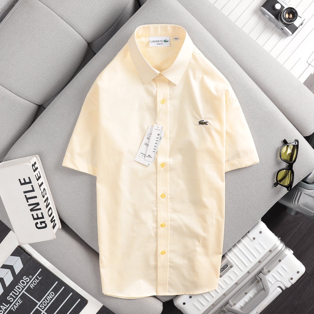 Áo sơ mi nam ngắn tay LC màu vàng nhạt oxford cao cấp, thoáng mát, hút mồ hôi - Đẳng cấp phái mạnh