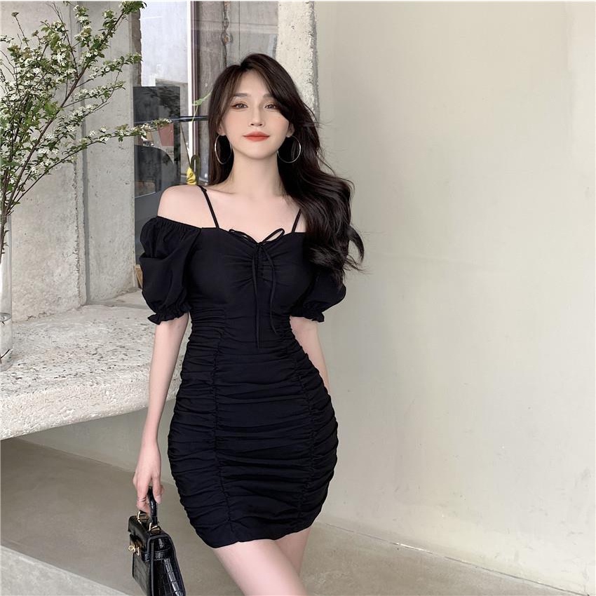 Đầm Ngắn Tay Dáng Ôm Thời Trang Mùa Hè Hàn Quốc Dành Cho Nữ