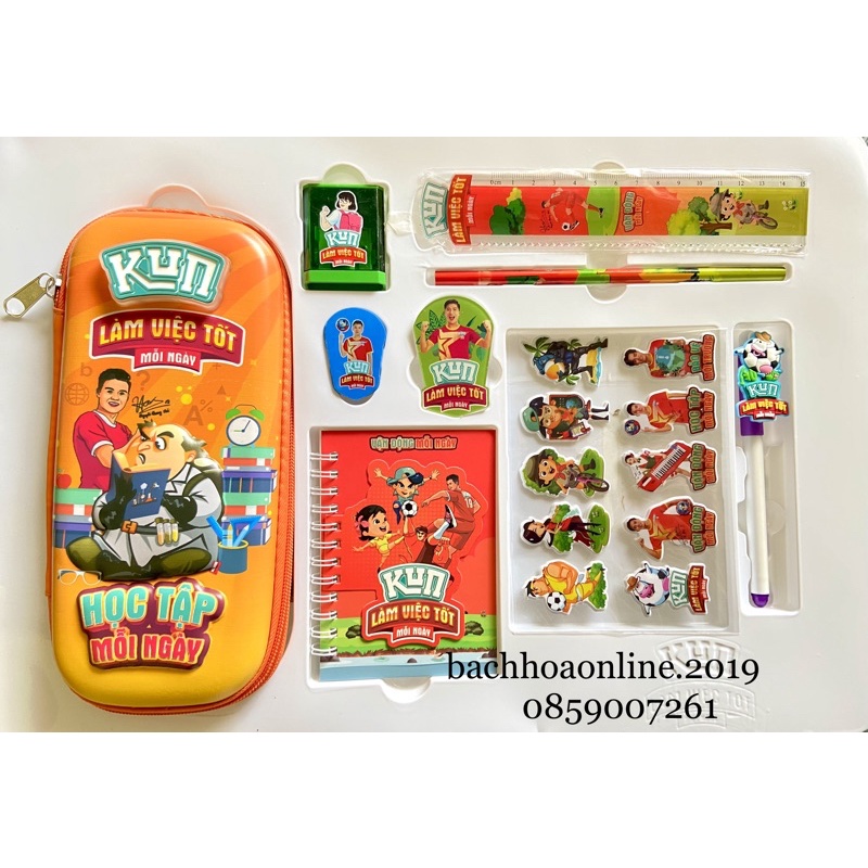 Bộ đồ dùng học tập Kun - Bộ đồ dùng Kun set 9 món cao cấp