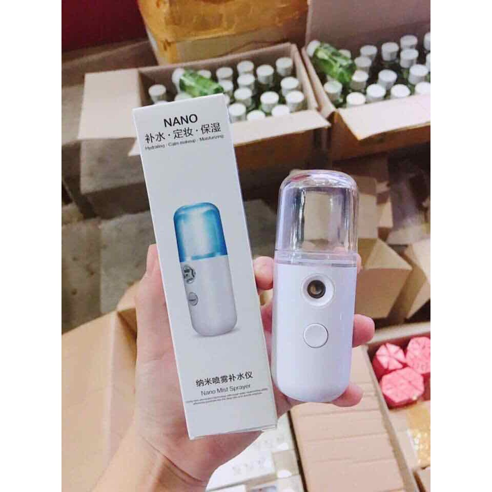 Máy xông mặt xịt khoáng nano mini phun sương dưỡng ẩm da sạc điện