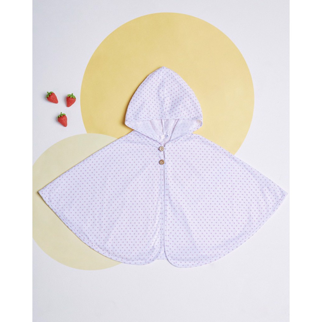 Áo choàng Ponchoni- TRẮNG CHẤM BI TÍM