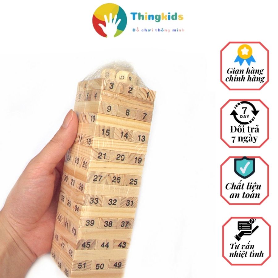 Đồ chơi rút gỗ số loại to đại Wiss Toy kiểu mới 48 thanh có loại to và nhỏ - Thingkids
