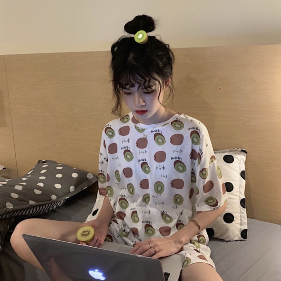 Bộ Đồ Ngủ Nữ ❤️ FREESHIP ❤️ Giảm 10K Nhập [AOTHUNNU] Set thun cộc tay hoa quả zoo nữ SIÊU HOT