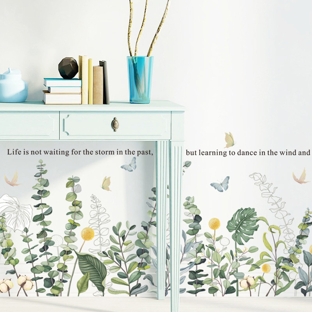 Decal dán tường cao cấp, tranh dán tường nhiều mẫu, độc, đẹp mẫu Dàn hoa lá BH09