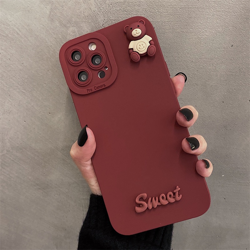Ốp Điện Thoại Silicon Hình Gấu Dễ Thương Cho Vivo Y21 Y33S Y11 Y12 Y15 Y17 Y51 Y52 Y72 Y91 Y95 Y76 Y76S X60 X70 Pro V21 E
