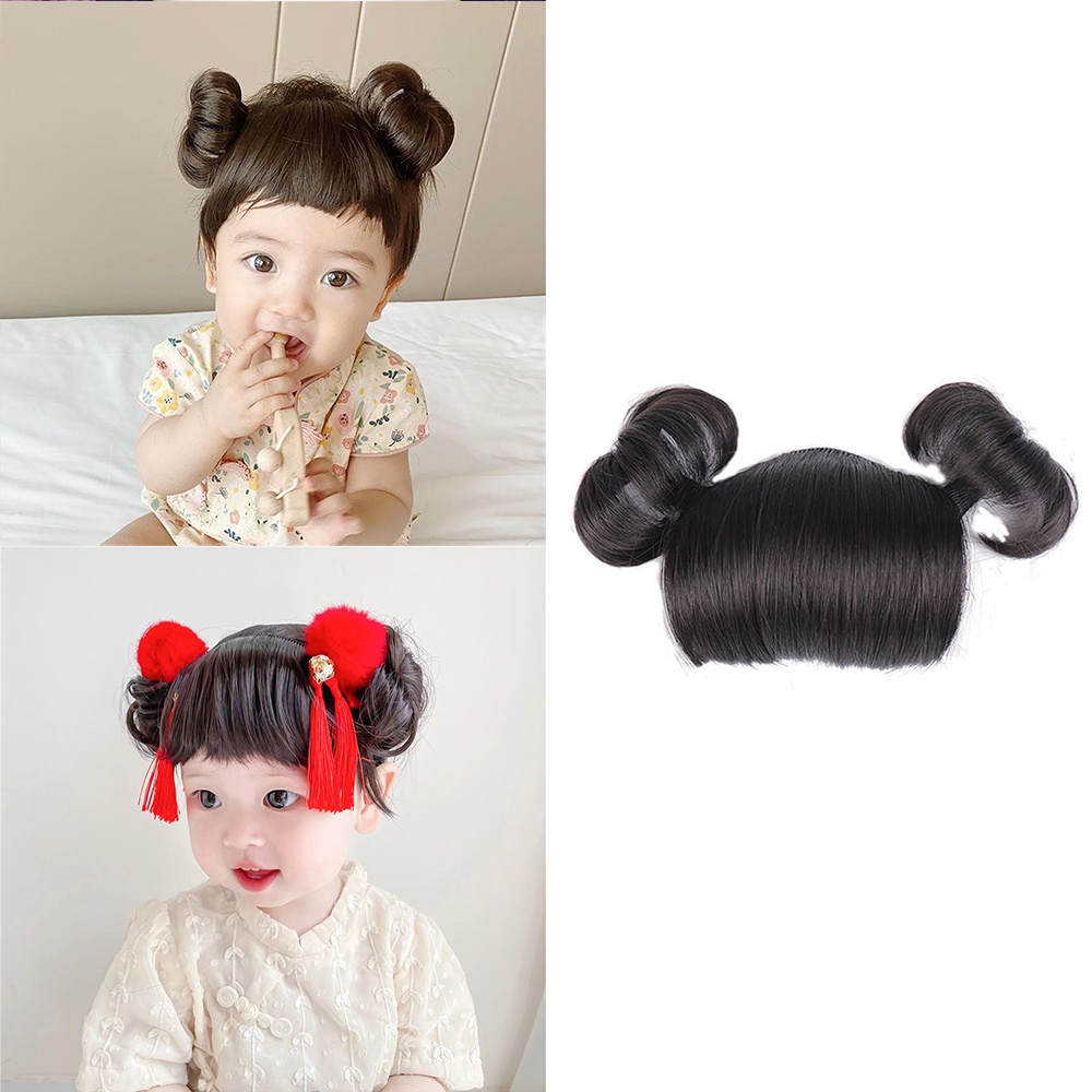 Tóc Giả Cài Tóc Mái Ngang Dễ Thương Cho Bé Gái