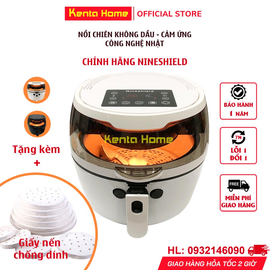 Nồi chiên không dầu chính hãng Nine Shield 8L điện tử với công nghệ Nhật giúp bảo vệ sức khoẻ loại bỏ dầu mỡ -  BH 1 Năm