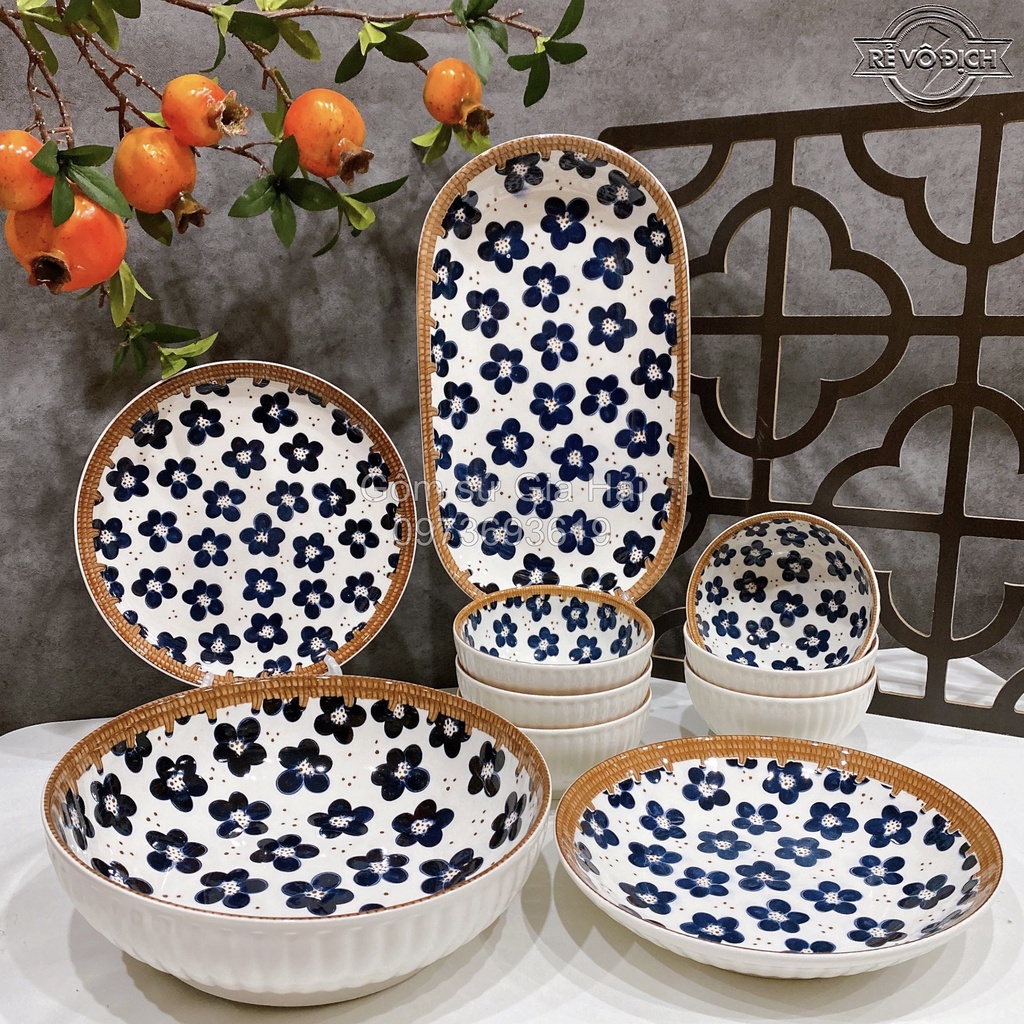 Bát đĩa Decor, Chén Dĩa Dễ Thương, Tô Ăn Cơm Sứ Đẹp Sét Mây Nhật H3 cực kỳ sang chảnh