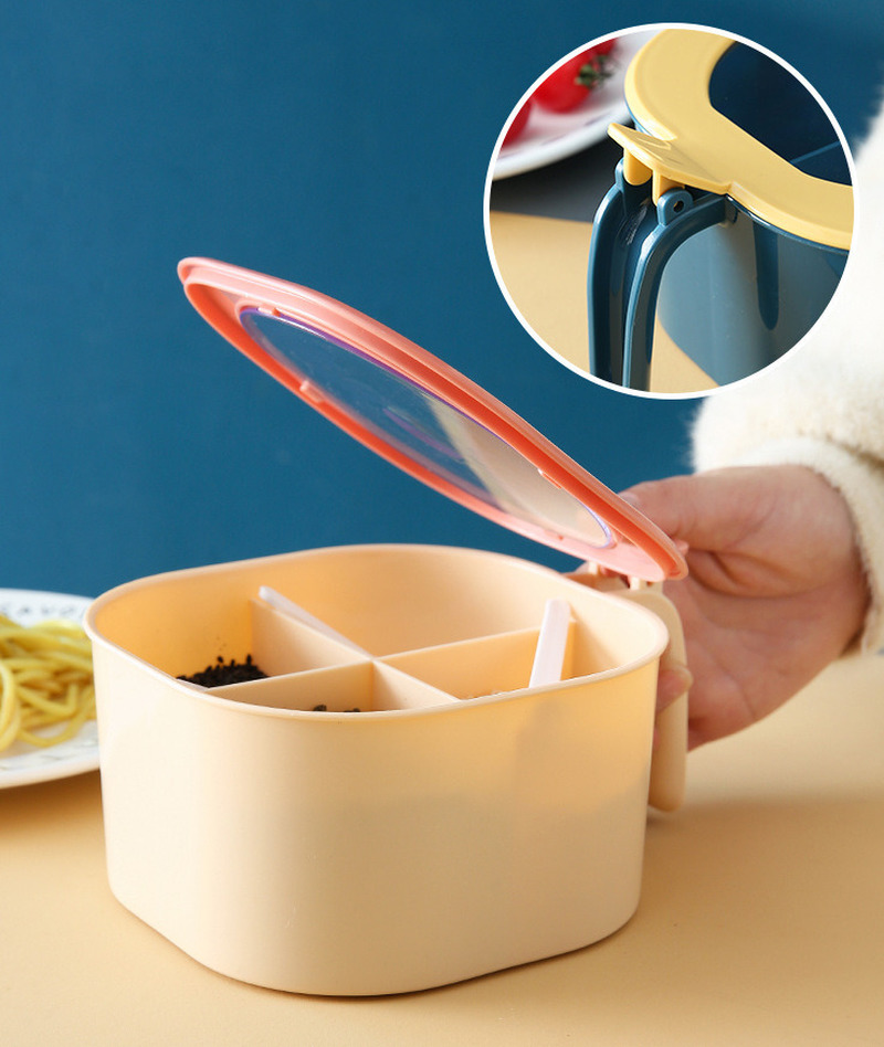 Hộp đựng gia vị nhà bếp kèm nắp đậy và muỗng tùy chọn màu sắc