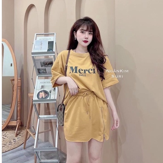 Set váy áo merci cotton chân váy khóa siêu hót LT759