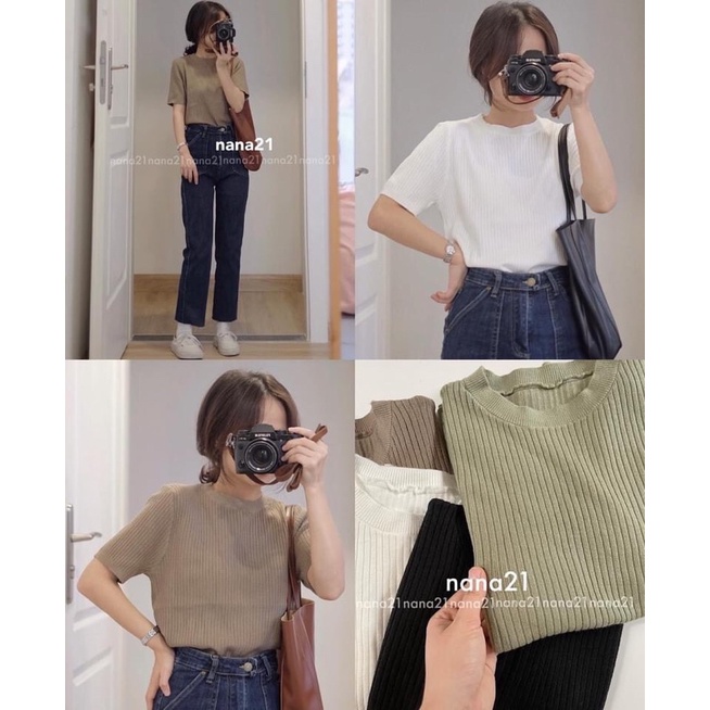 Áo len tăm dọc cộc tay | BigBuy360 - bigbuy360.vn