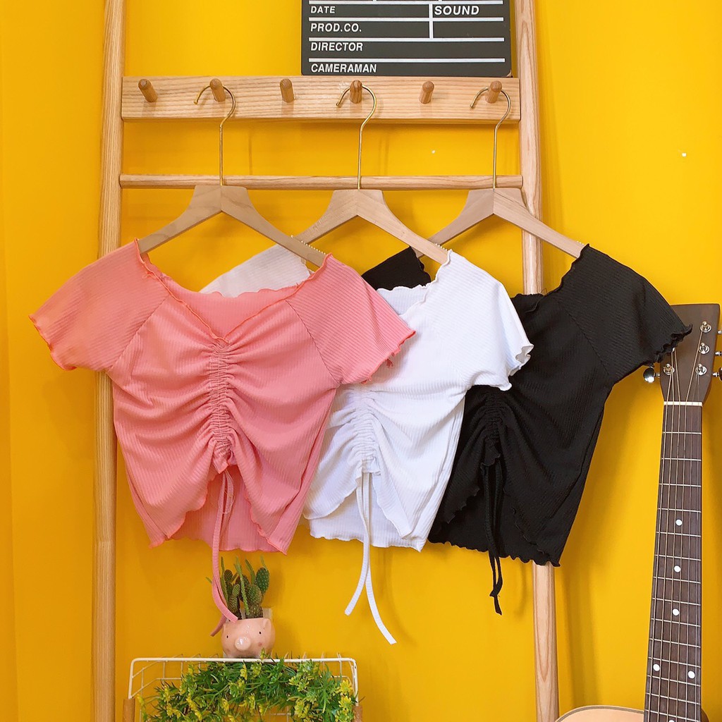 Áo croptop rút dây trước ngực cực xinh
