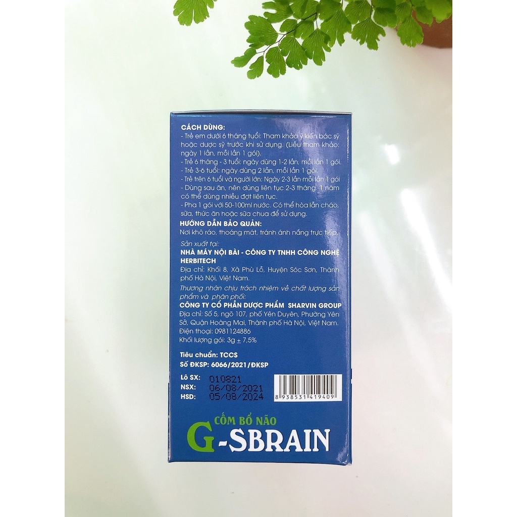 [CHÍNH HÃNG] CỐM BỔ NÃO G-SBRAIN BỔ SUNG DƯỠNG CHẤT CHO NÃO CHUYỂN DÙNG CHO TRẺ TIẾP THU CHẬM, HỌC TRƯỚC QUÊN SAU