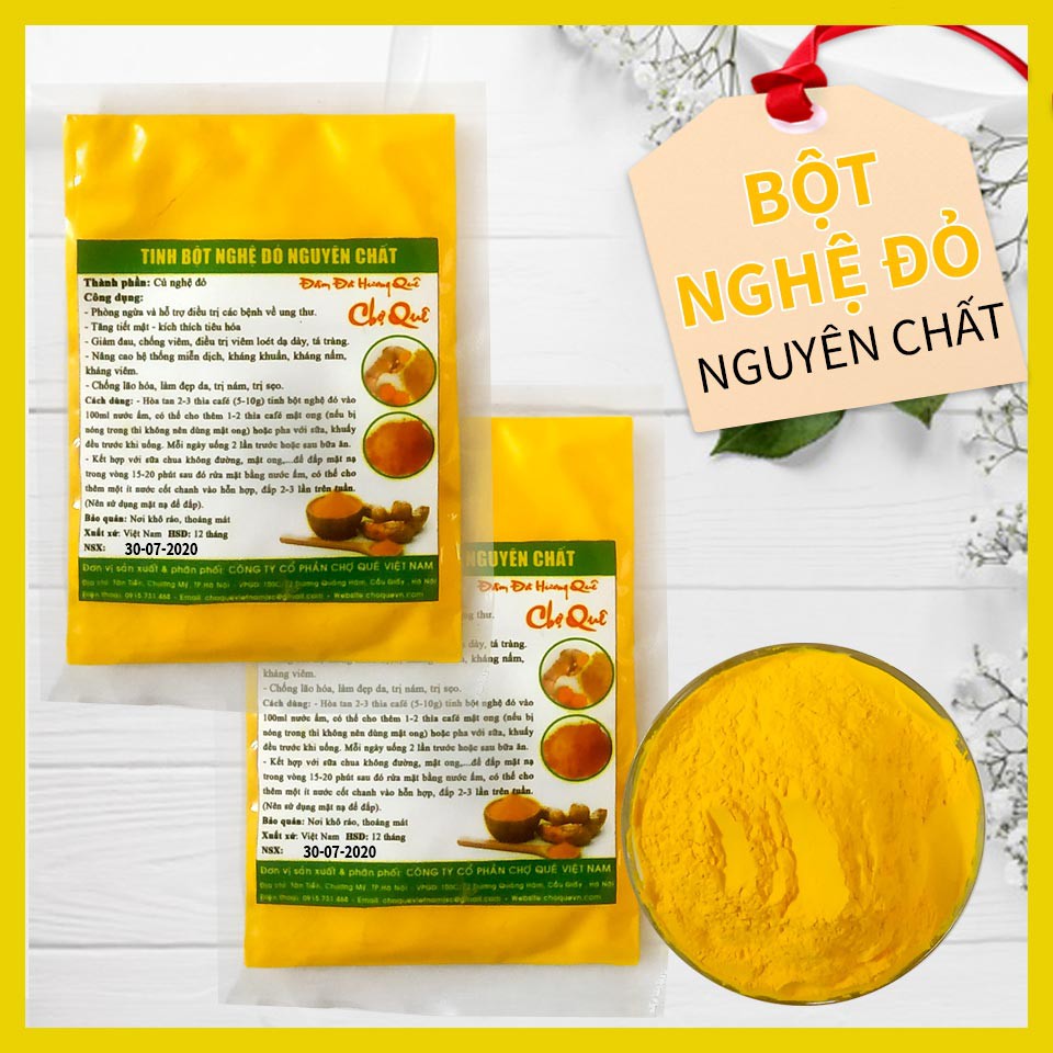 Tinh Bột Nghệ Đỏ Bột Tạo Màu Thực Phẩm Tự Nhiên Rau Củ Gói 100gr Chợ Quê