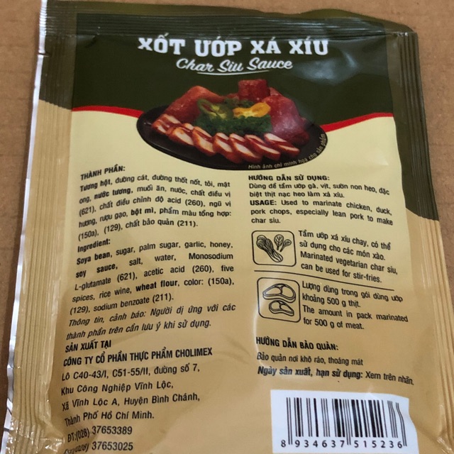 [70 g] Túi Gia Vị Xốt Ướp Xá Xíu Cholimex