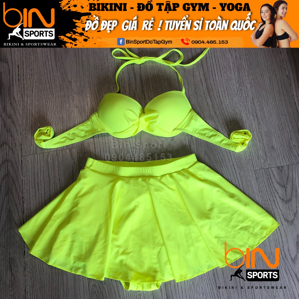 Bikini Bộ Bơi Nữ Hai Mảnh Quần Váy Freesize Bin Sports BHV067