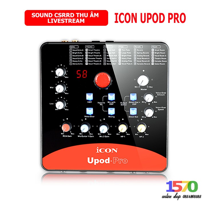 Sound card thu âm livestream Icon Upod Pro 🚛 FREESHIP 🚛 Âm thanh chất lượng cao, 72 hiệu ứng Echo