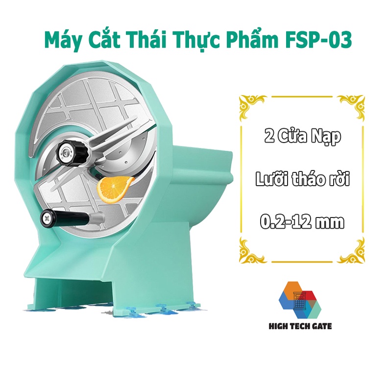 Máy Thái Hành Tỏi Htg Fsp03 Cắt Thái Rau Củ Quả Đa Năng, Thái Lát Hoa Quả Trái Cây Quay Tay, Độ Dày Lát Cắt Tùy Chỉnh