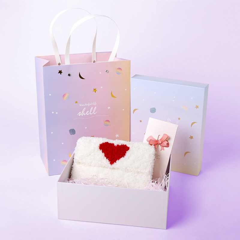 [Có video hướng dẫn] Túi tự đan len phối màu, set nguyên liệu đan túi,San hô lông cừu tình yêu