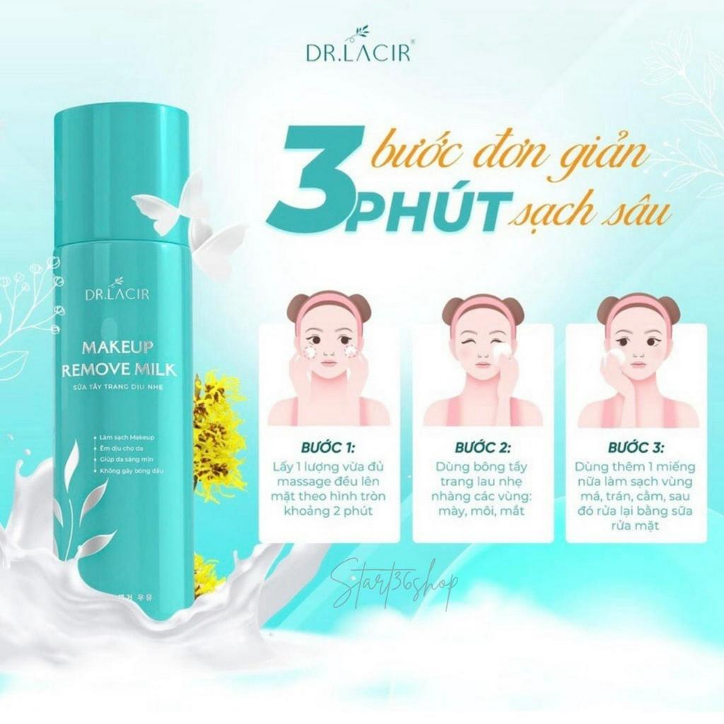 Tẩy trang Start36 sữa tẩy trang dịu nhẹ Dr Lacir thu nhỏ lỗ chân lông sạch lớp trang điểm bụi bẩn 120ml cho da khô