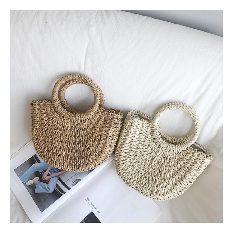 Túi cói đeo chéo - hình bán nguyệt nhỏ - quai tròn cầm tay - Size S