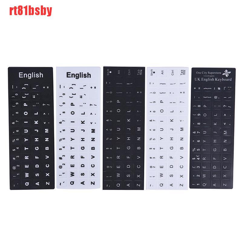 [rt81bsby]English Keyboard Replacement Stickers White on Black Any PC Computer Laptop