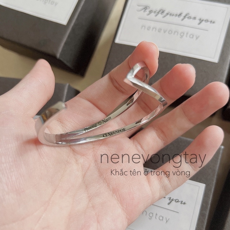 Vòng tay CK thép ko rỉ nam nữ có khắc tên (ver 2)